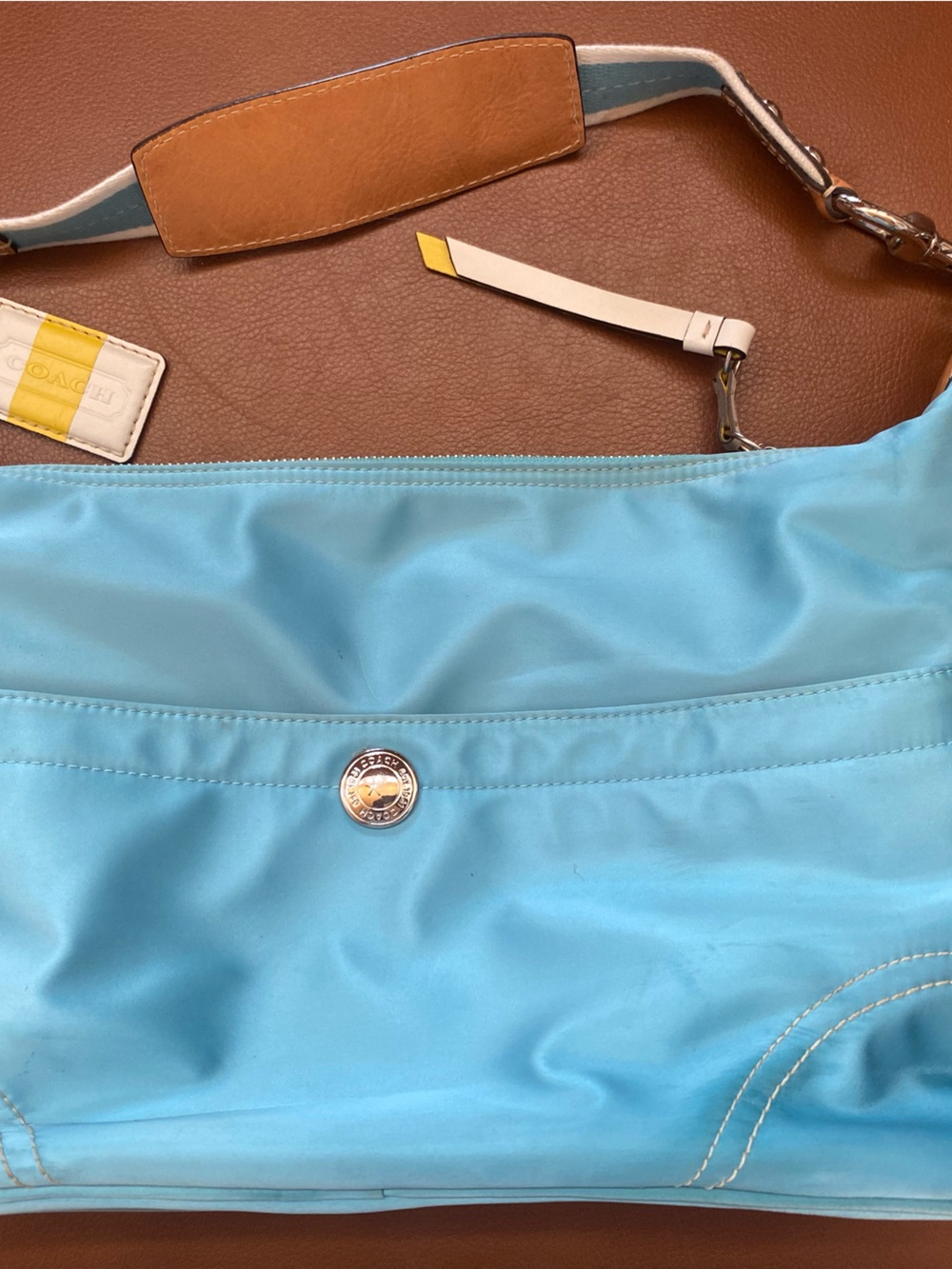 Coach Hamptons F11669 Weekend Blue Shoulder Bag